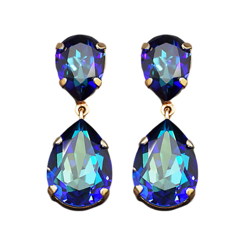 Auskarai "Kristalo Lašas III (Bermuda Mėlyna)" su Swarovski™ kristalais